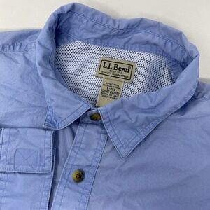 L.L. Bean‎ Fishing Shirt Mens L Blue Long Sleeve Vented Cotton Button Up 261592